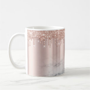 Trendy Rose Gold Glitzer Tropfen Chic Marbour Cust Kaffeetasse