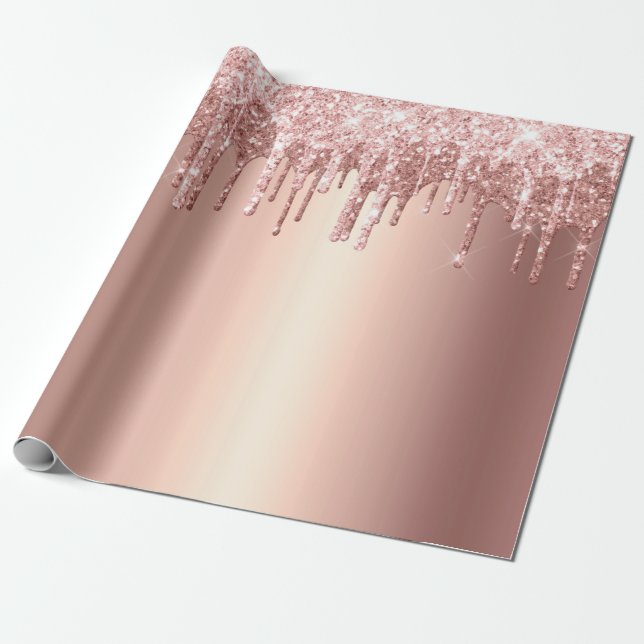 Trendy Rose Gold Glitzer Tropfen Graphic Geschenkpapier (Ungerollt)