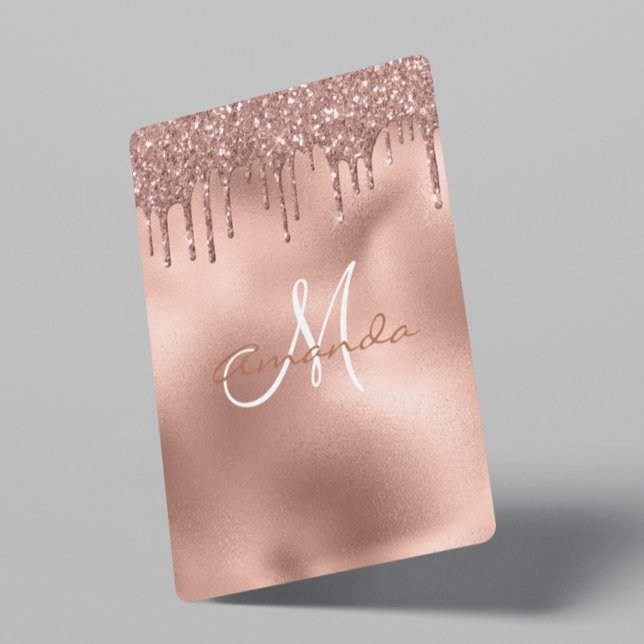 Trendy Rose Gold Glitzer Tropfen Monogram Gift Spielkarten (Von Creator hochgeladen)