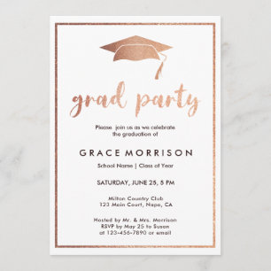 Trendy Rose Gold Graduation Party Einladung