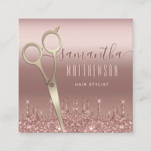 Trendy Rose Gold Hair Stylist Social Media QR Code Quadratische Visitenkarte