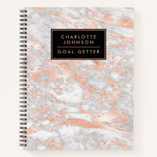 Trendy Rose Gold Marble Goal Getter Journal Notizbuch