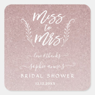Trendy Rose Gold Miss an Mrs. Brautparty Quadratischer Aufkleber
