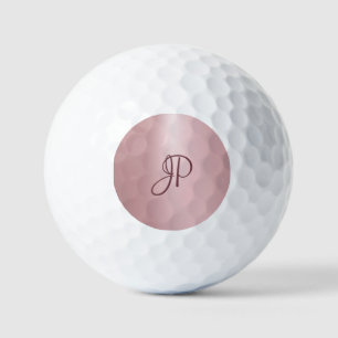 Trendy Rose Gold Monogram Elegant Template Golfball
