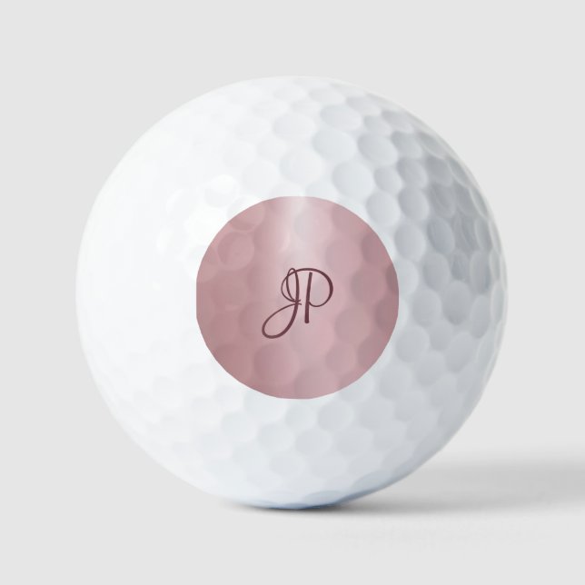 Trendy Rose Gold Monogram Elegant Template Golfball (Vorderseite)