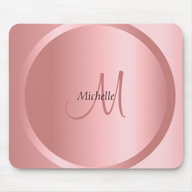 Trendy Rose Gold Monogram Elegant Template Mousepad (Vorne)