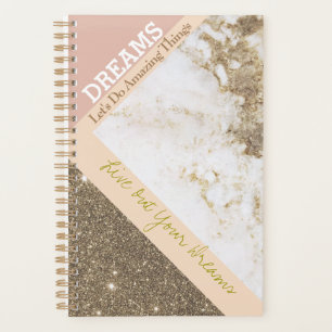 Trendy Rose Gold Pink Faux Marble Dreams Planer