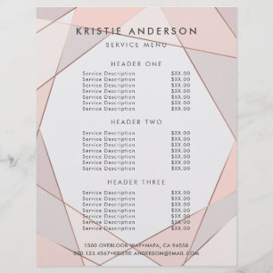 Trendy Rose Gold Pink & Taupe Preise & Dienstleist Flyer