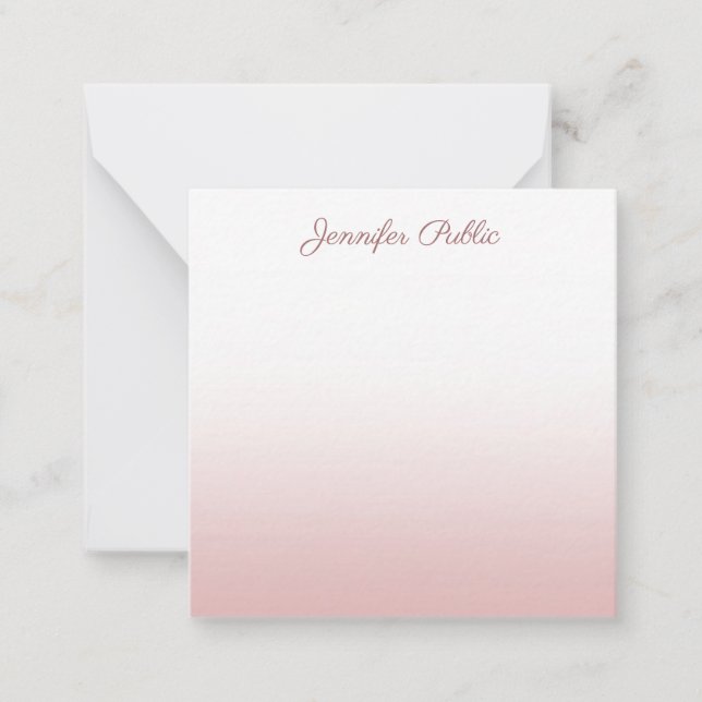 Trendy Rose Gold Template Handgeschriebener Skript Mitteilungskarte (Vorderseite)