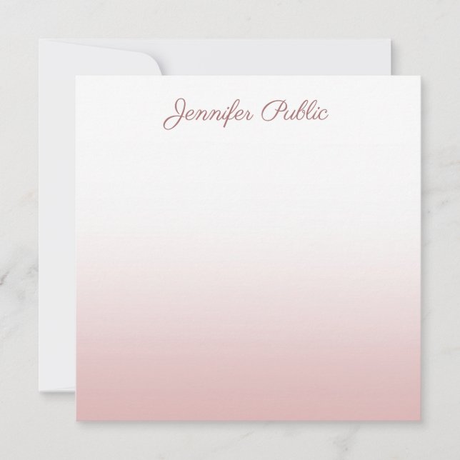Trendy Rose Gold Template Kalligraphischer Skriptn Mitteilungskarte (Vorderseite)