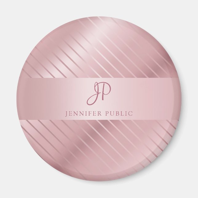 Trendy Rose Gold Template Mit Monogramm modern Magnet (Vorne)