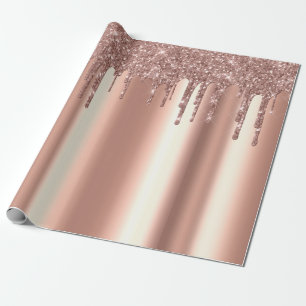 Trendy Roségold Glitter Tropfen Metall Geschenkpapier