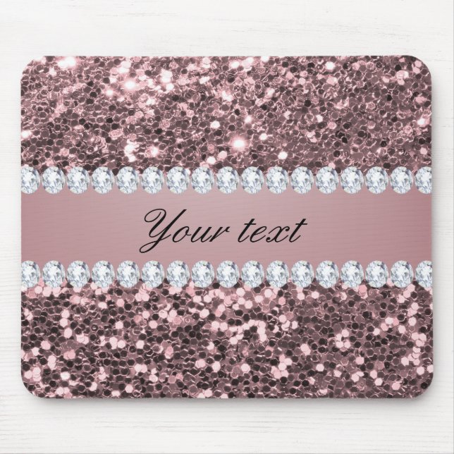 Trendy Rosen-GoldImitat-Glitzer und Diamanten Mousepad (Vorne)