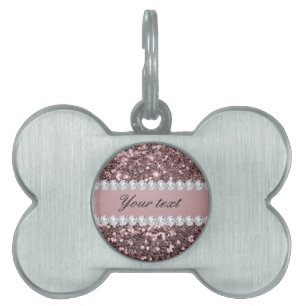 Trendy Rosen-GoldImitat-Glitzer und Diamanten Tiermarke