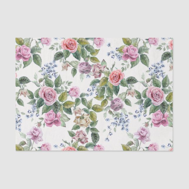 trendy, Rosen, Muster, Shabby Chic, elegant, Seidenpapier (Vorderseite)