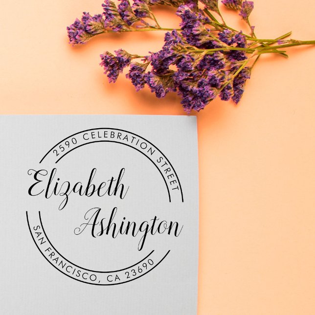Trendy Round Typografy & Script Rücksendeadresse Permastempel (Von Creator hochgeladen)
