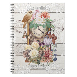 Trendy rustic antique clock French artwork Stamps Notizblock