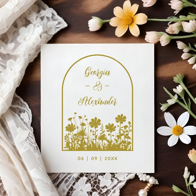 Trendy Rustic Chic Wildflowers Window Arch Wedding Gummistempel (Trendy Rustic Chic Wildflowers Window Arch Wedding Rubber Stamp.)