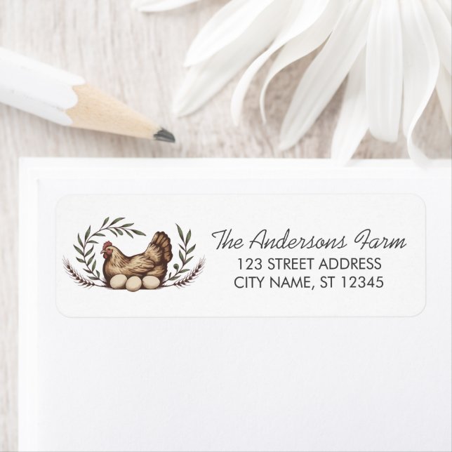 Trendy Rustic Farm Chicken Return Address   (Insitu)