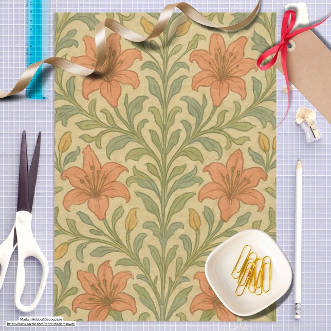 Trendy rustic lily chintz William Morris muster Seidenpapier (Von Creator hochgeladen)