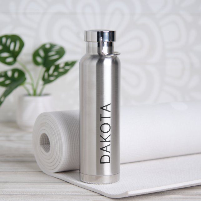 Trendy Rustic Moderne Minimalistische Silver Black Trinkflasche (Yoga)