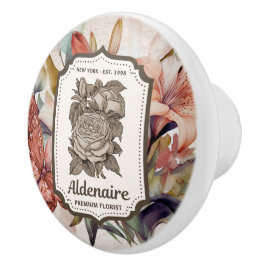 Trendy rustic vintage botanical Florist Butterfly Keramikknauf