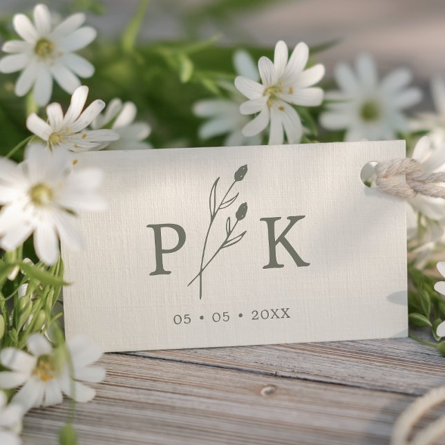 Trendy Rustic Wedding Initials Boho Wildblumen Gummistempel (Von Creator hochgeladen)
