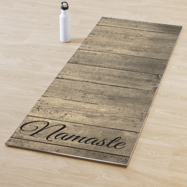 Trendy Rustic Wood Namaste Personalisiert Yogamatte (Beispiel)