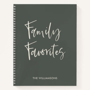 Trendy Sage Cream Script Cooking Family Rezept Notizbuch