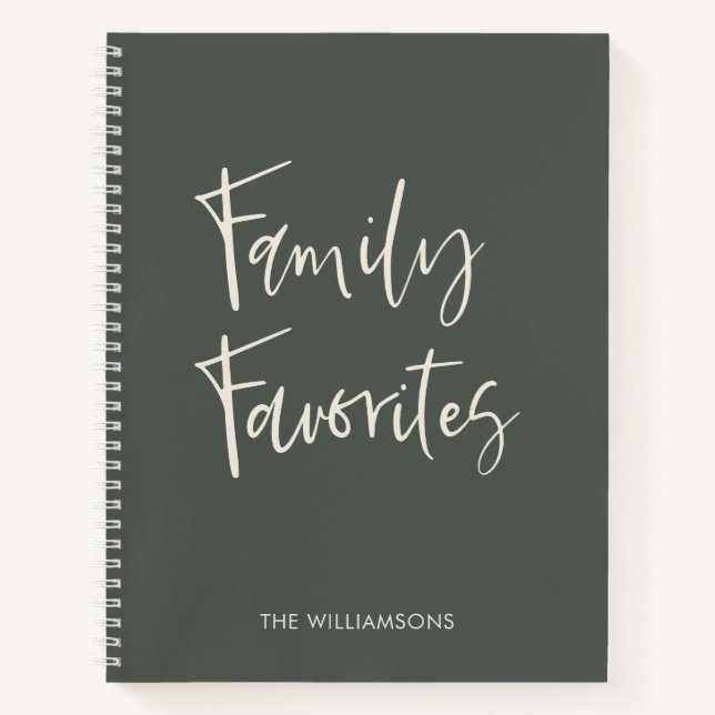 Trendy Sage Cream Script Cooking Family Rezept Notizbuch (Vorderseite)