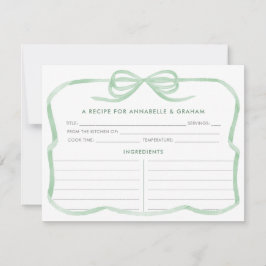 Trendy Sage Green Bow Brautparty Rezept Card Einladung
