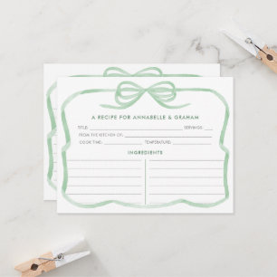 Trendy Sage Green Bow Brautparty Rezept Card Einladung