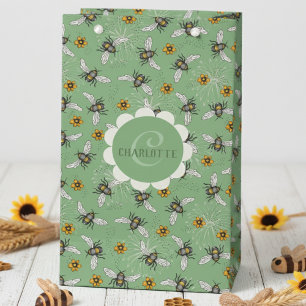 Trendy Sage Green Buzzing Honeybee für den Sommer Kleine Geschenktüte