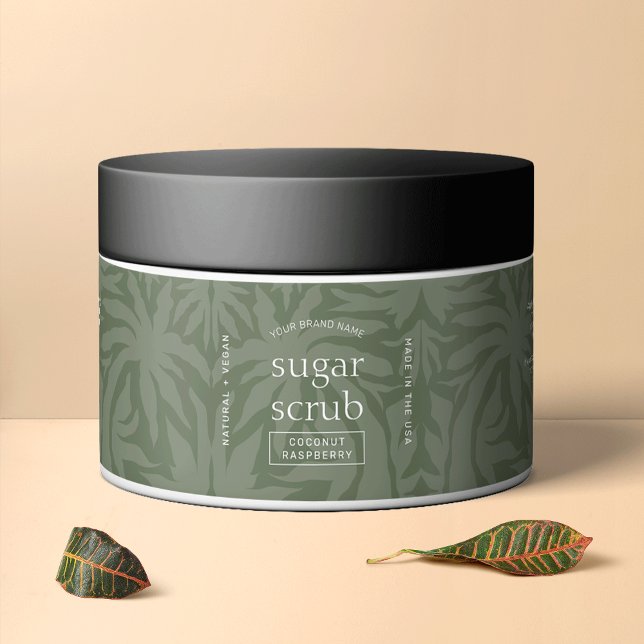 Trendy Sage Green Skincare Jar Waterproof Label Wasserflaschenetikett (Modern sage green cosmetic jar waterproof label with elegant fonts and minimal layout)