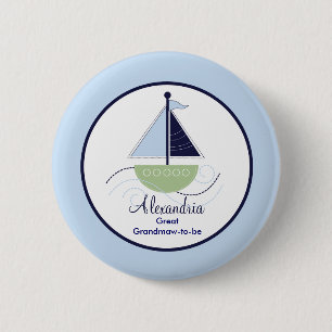 Trendy Sailboat Name Tag Button - Grün/Blau