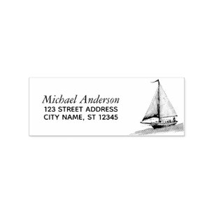 Trendy Sailboat Nautical Rücksendeadresse Gummistempel