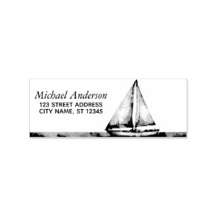 Trendy Sailboat Nautical Rücksendeadresse Gummistempel