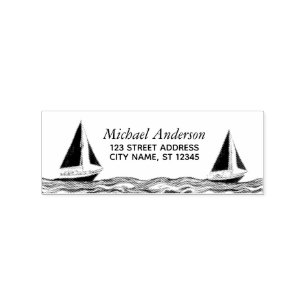 Trendy Sailboat Nautical Rücksendeadresse Gummistempel