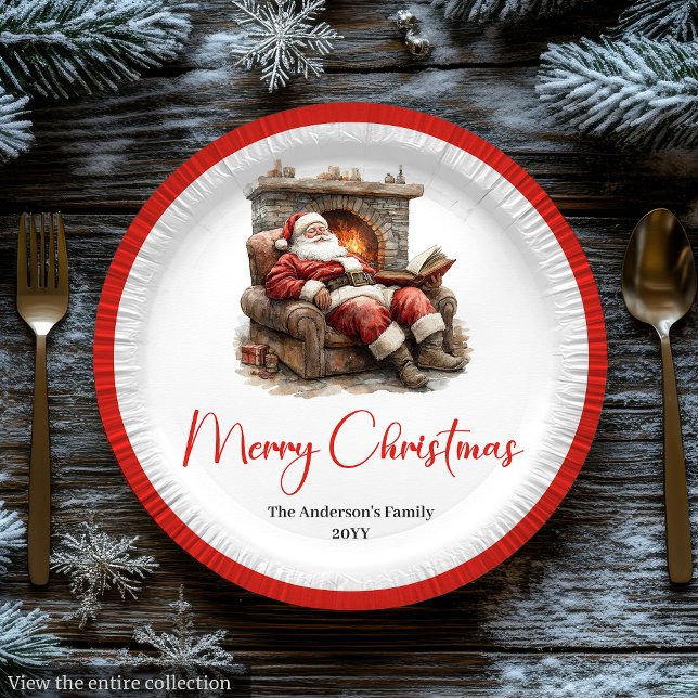 Trendy Santa Claus Watercolor Holiday Tableware   Pappteller (Trendy Santa Claus Watercolor Holiday Tableware Plate

)