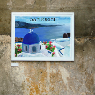 Trendy Santorini Griechenland Illustration Poster