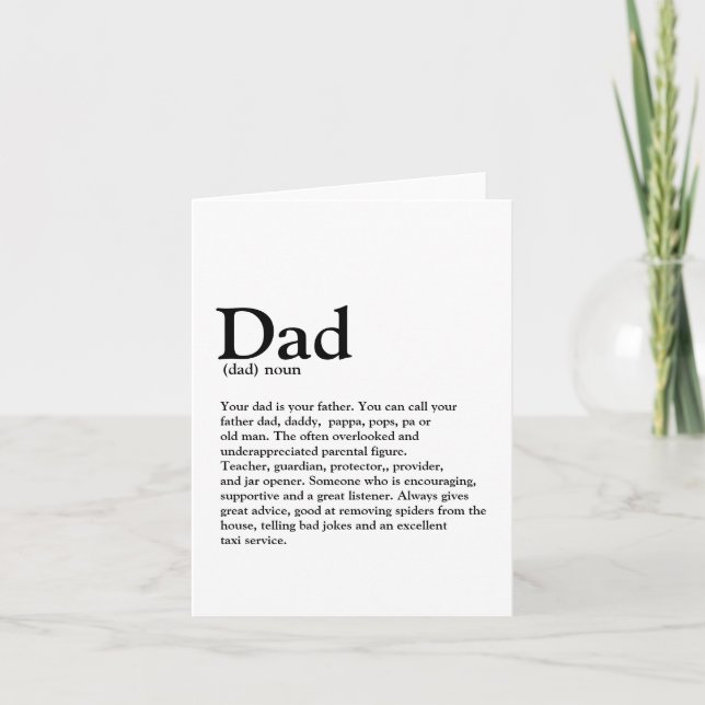 Trendy Scandi Dad definition modern typography Karte (Vorderseite)
