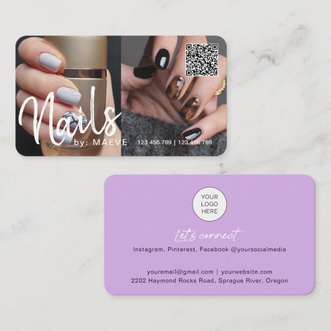 Trendy schicke, moderne QR-Code näht Foto Business Visitenkarte (Vorne/Hinten)