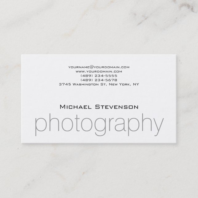 Trendy Schlicht Black Gray White Business Card Visitenkarte (Vorderseite)