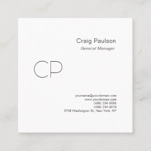 Trendy schlicht modern minimalist Monogramm Quadratische Visitenkarte