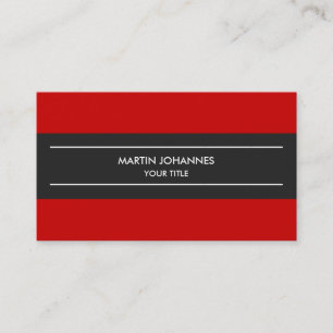 Trendy Schlicht Simple Gray Red Business Card Visitenkarte