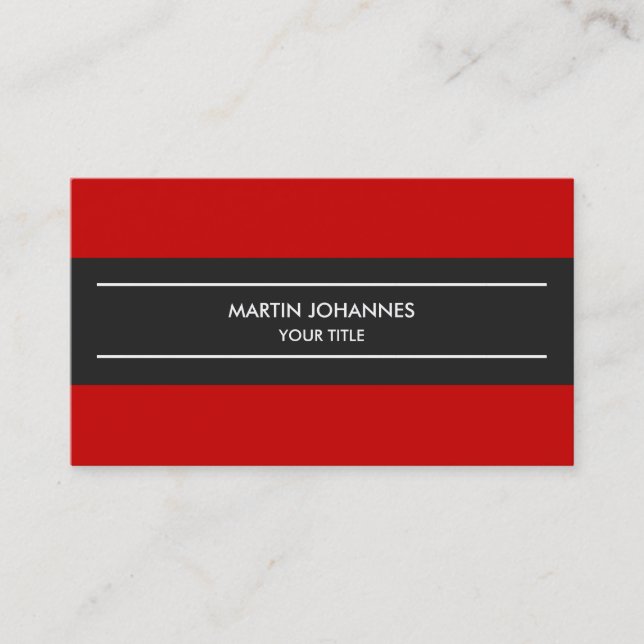 Trendy Schlicht Simple Gray Red Business Card Visitenkarte (Vorderseite)