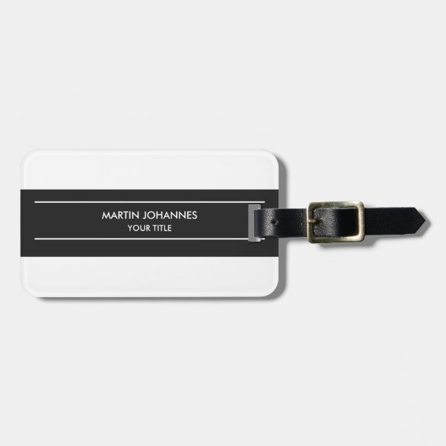 Trendy Schlicht Simple Gray White Gepäckanhänger (Vorderseite horizontal)