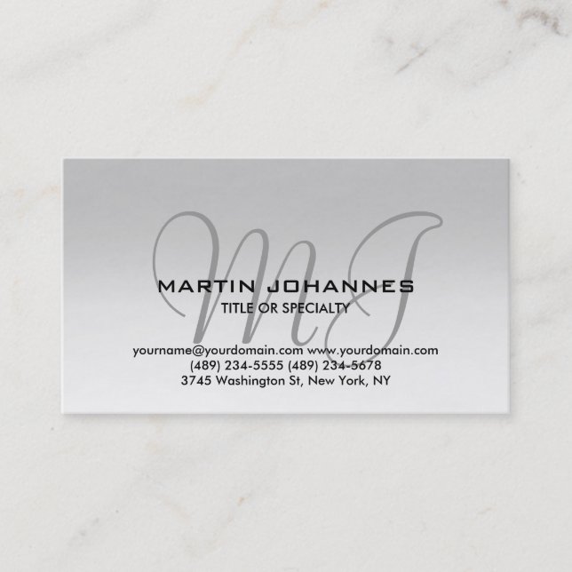 Trendy Schlicht Simple Monogram Business Card Visitenkarte (Vorderseite)