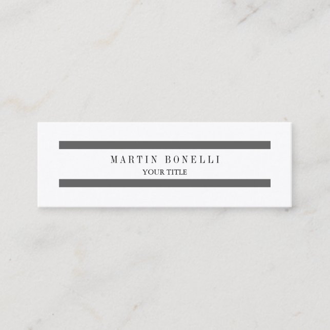 Trendy Schlicht Slim Gray Lines Mini Visitenkarte (Vorderseite)