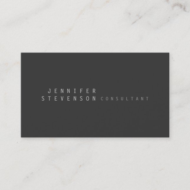 Trendy Schlicht Stylish Gray Clean Business Card Visitenkarte (Vorderseite)